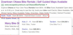 Google Ads Extension - Price dropdown