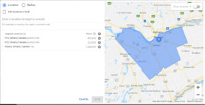 Google Ads Settings; location